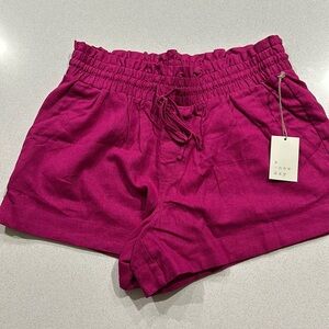 NWT A New Day Magenta Linen Blend Drawstring Shorts